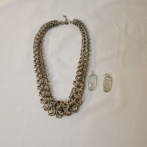 Chunky Silver Necklace and Earring Set